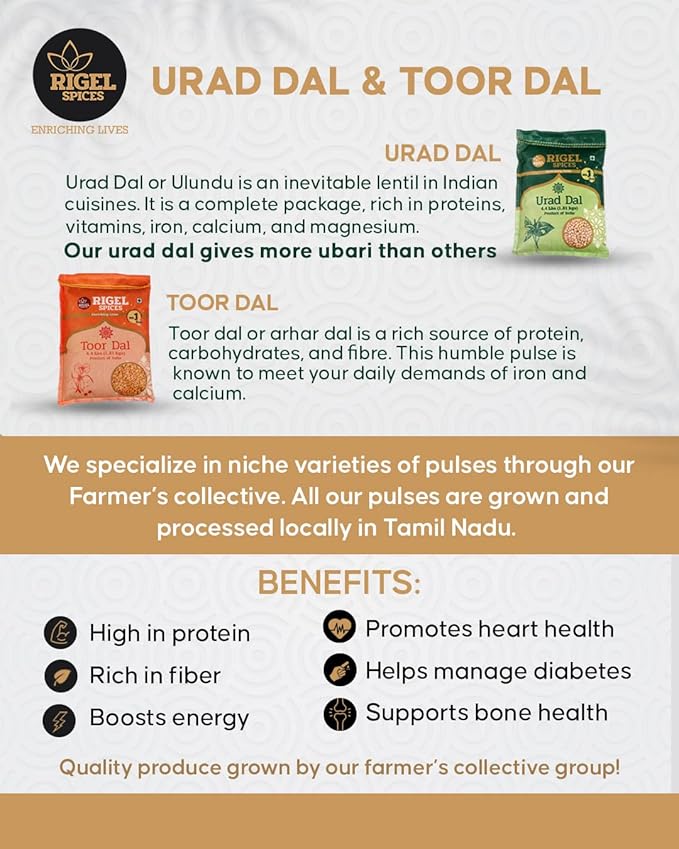 Rigel Spices | Urad Dal (4 Pounds) | Whole white | Rich in Protein