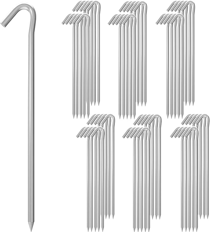 MySit 9" Tent Stakes, Metal Inflatables Stakes 60 Pack, Heavy Duty Galvanized Tent Stakes Metal