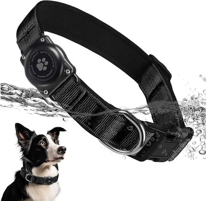 Upgraded AirTag Dog Collar, IP68 Waterproof Air Tag Dog Collar Holder, Reflective, Ultra-Durable