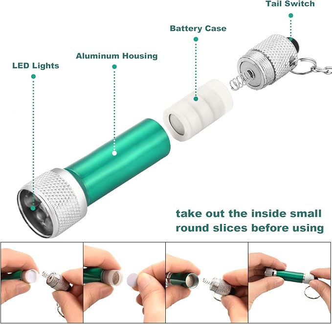 Honoson 30 Pieces Mini Led Flashlight Keychain Portable 5 Bulb LED Flashlight for Camping Party