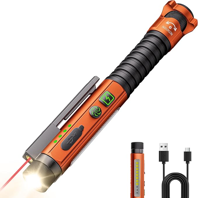 EDC Flashlight Rechargeable,800 Lumen Small Flashlight with Magnetic Clip & Base, 11 Modes LED