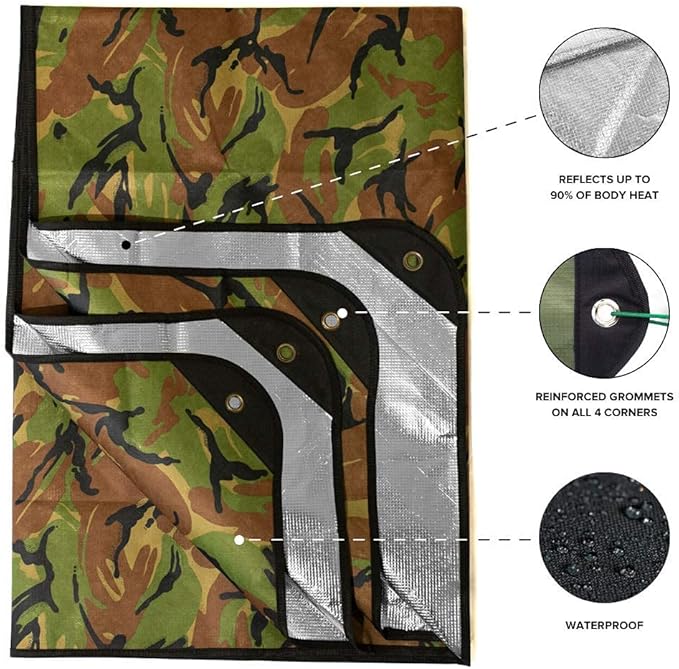 Arcturus Insulated Tarp, Reusable Heavy Duty Thermal Survival Blanket ??60x82in, Reflects 90% Body