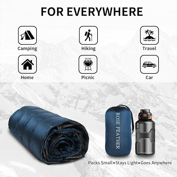 Down Camping Blanket, Muti-Use Outdoor Travel Blanket, Puffy Sleeping Bag Blanket, Waterproof