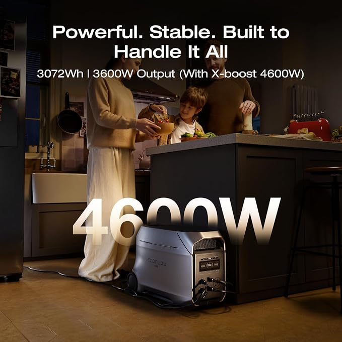 EF EcoFlow Delta 3 Ultra Plus Portable Power Station with 2X220W Solar Panel, 3072Wh LiFePO4