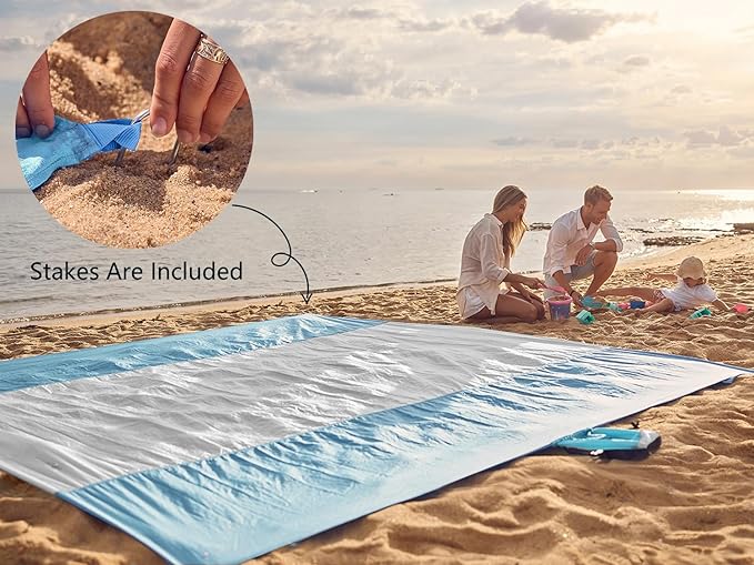 WEKAPO Beach Blanket Sandproof Waterproof, Extra Large Beach Mat, Oversized & Compact Sand Free Mat