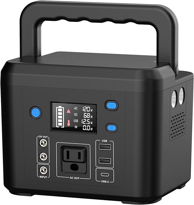 200W Portable Power Station, Powkey 120Wh/33,000mAh Power Bank with AC Outlet, 110V 6 Outputs Solar