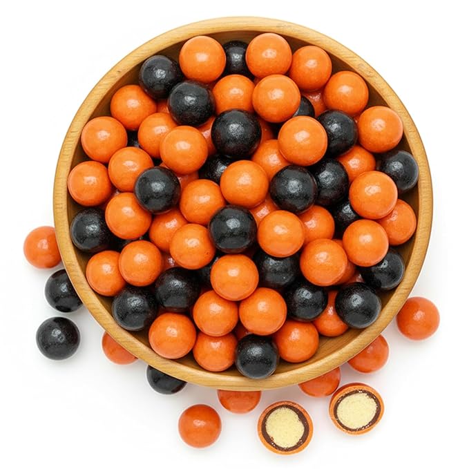 NY Spice Shop Orange & Black Dark Chocolate Malt Balls - 8 Ounce Malted Milk Ball Candy Gifts