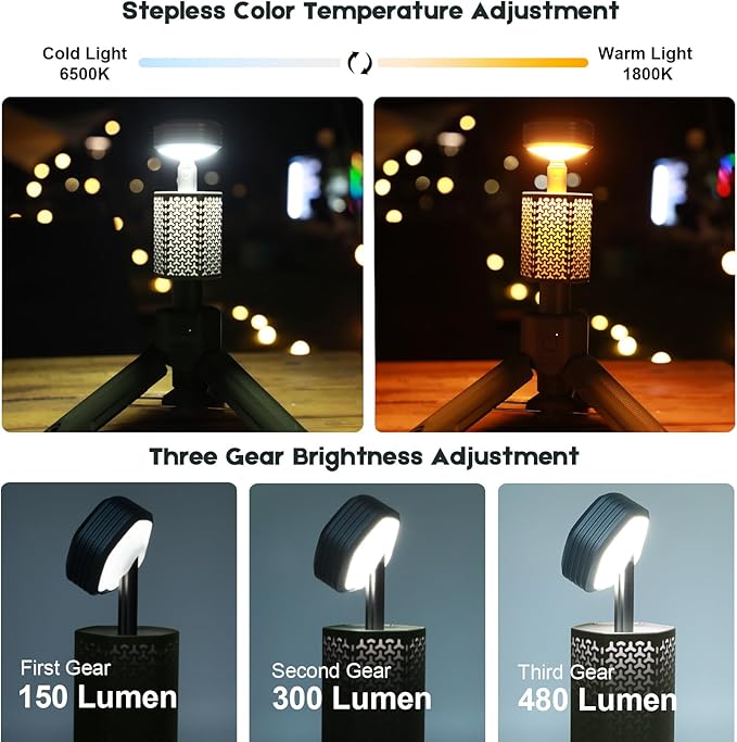 Telescopic Camping Lights,Portable Camping Lantern with Storage Bag,10500mAh Rechargeable Outdoor