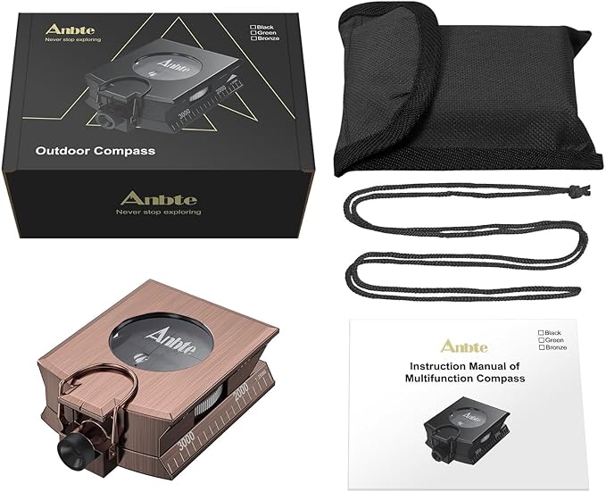 Compass Hiking Survival, IP65 Waterproof Metal Compass with Sighting Clinometer and Carry Bag