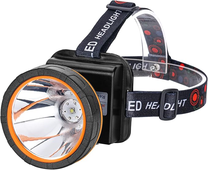 Superbright LED Rechargeable Headlamp,High Power Camping Light 2 Modes Waterproof Headlight