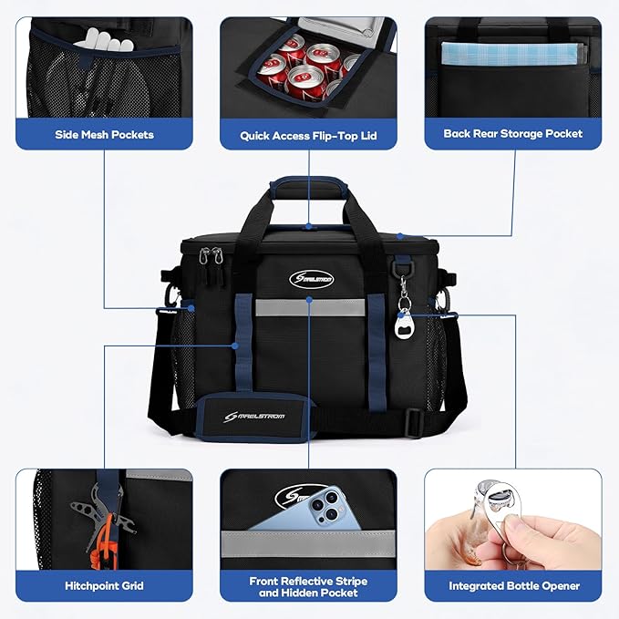 Maelstrom Collapsible Soft Cooler Bag, 24/30/60/75 Cans Beach Cooler, Ice Chest, Leakproof &