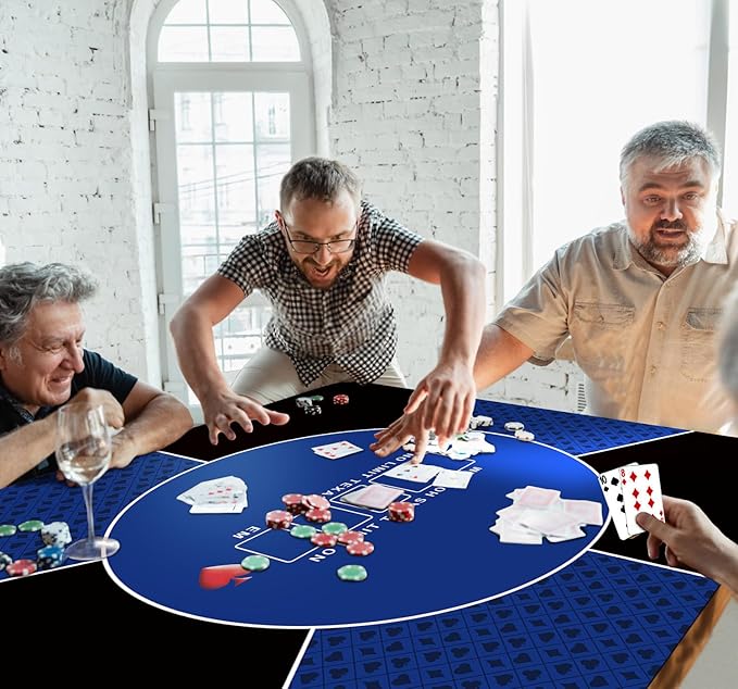nuveti 24/31/39/47/55/63 inch Square Foldable 6-Player Texas Poker Card Tabletop Layout Portable