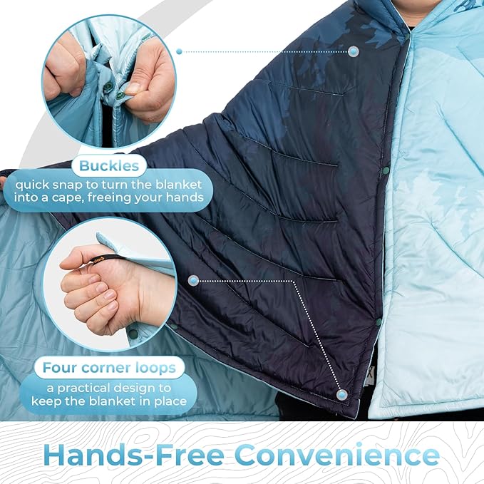 KingCamp Ultralight Camping Blanket, Packable Down Alternative Puffy Printed Wearable Blanket with