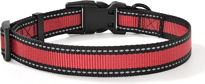 Mile High Life Dog Collar | Nylon Reflective Dog Collars | Light Weight Puppy Collars | Red Dog