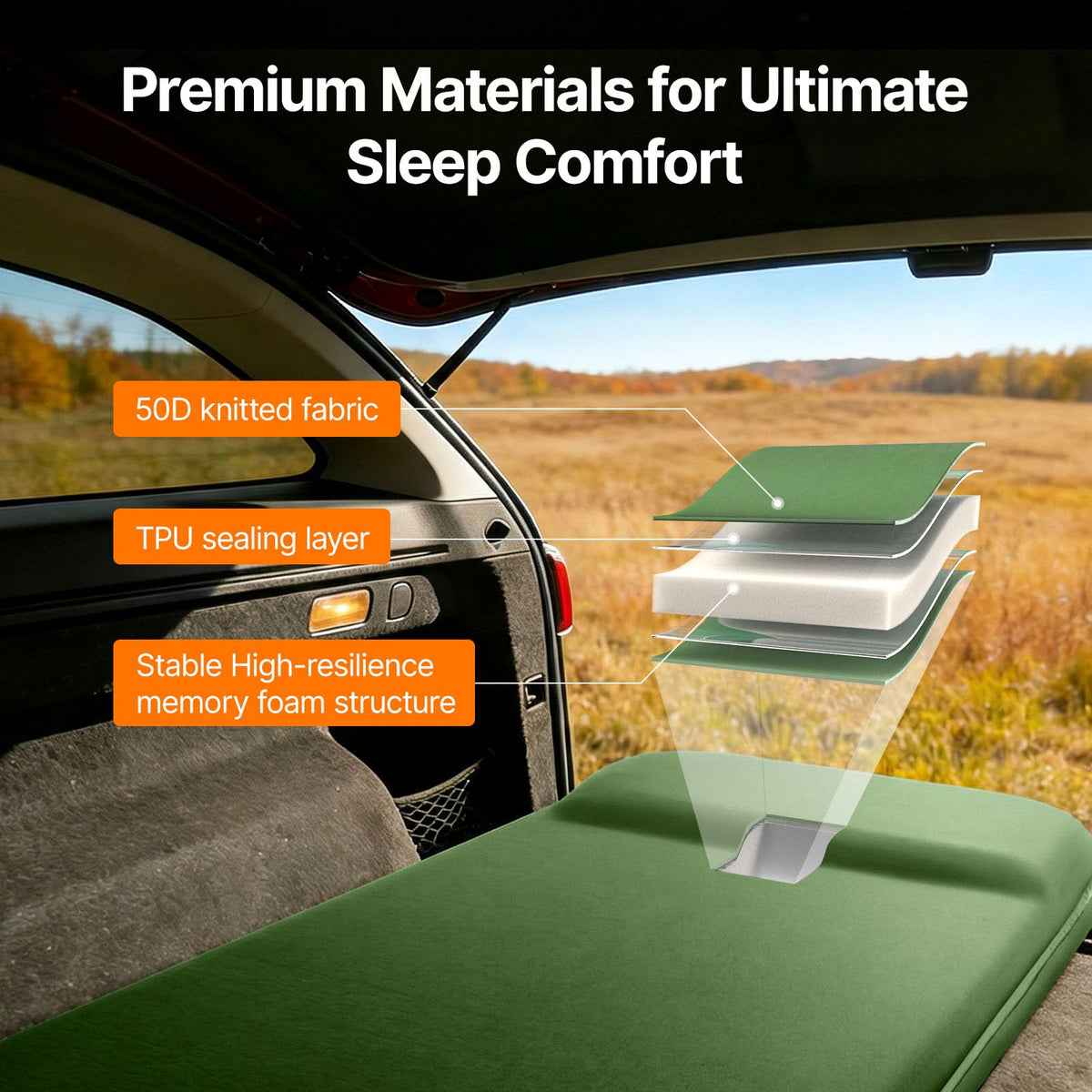 OGERY Sleeping Pad - Self-Inflating, Memory Foam - product view 3