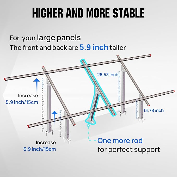 ECO-WORTHY Solar Ground Mount Adjustable Solar Panel Mounting Brackets System for 5pcs 400W/6pcs
