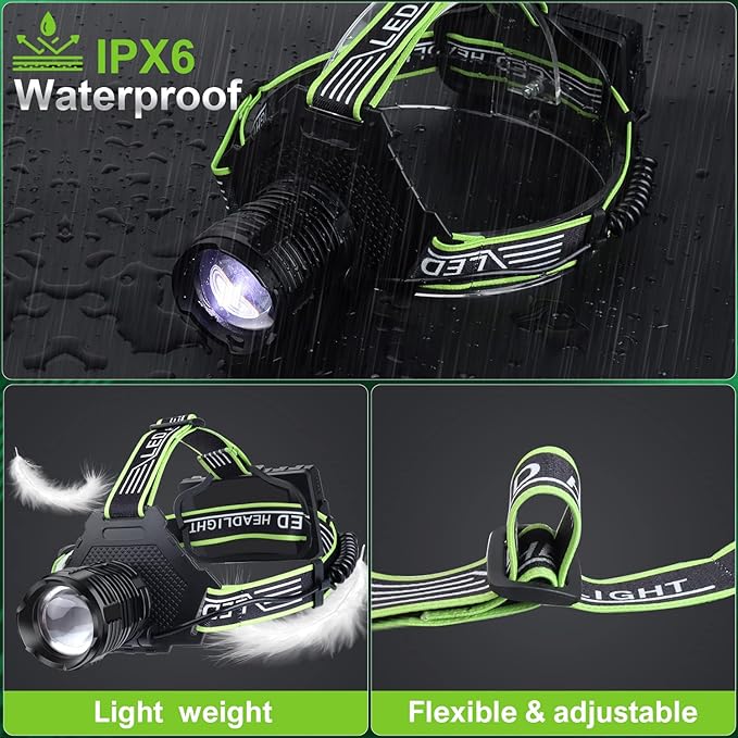 BUD K Rechargeable LED Headlamp, 1000 Lumens Super Bright Headlamp Flashlight with Motion Sensor, 8