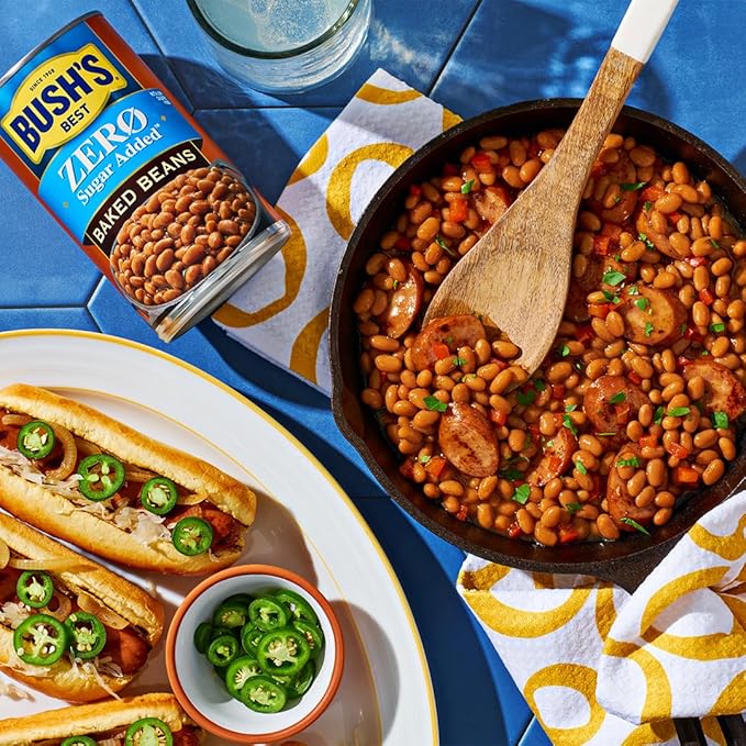 BUSH'S BEST 8.1 oz Canned Zero Sugar Added Baked Beans, Source of Plant Based Protein and Fiber