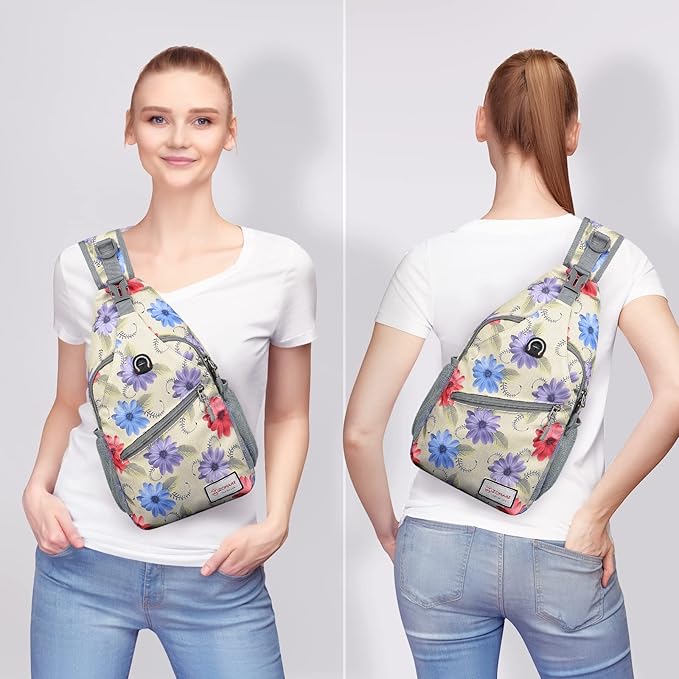 ZOMAKE Sling Bag,Small Crossbody Sling Backpack,Water Resistant Shoulder Daypack for Travel,Anti