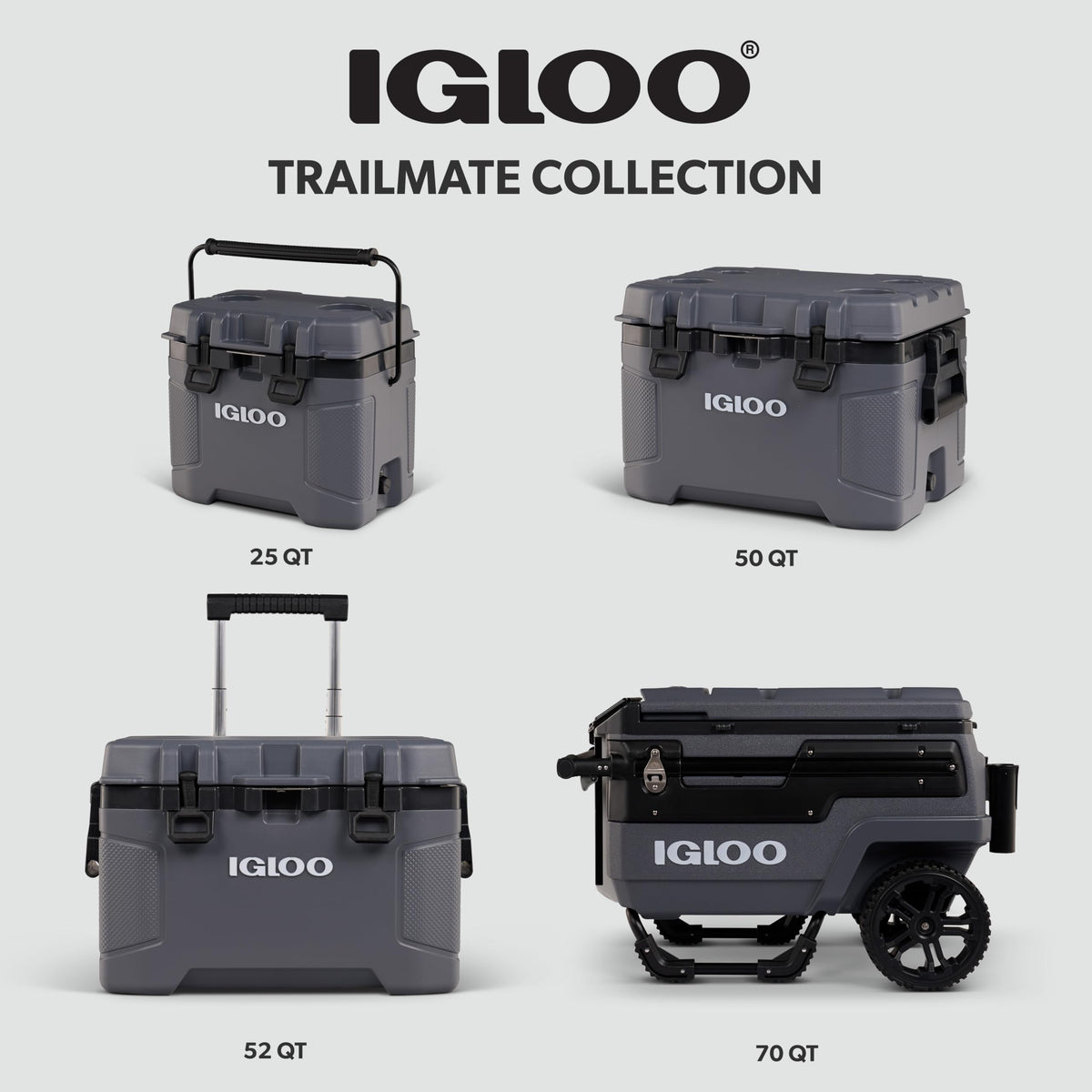 Igloo Trailmate Journey 70 Qt Cooler, Carbonite