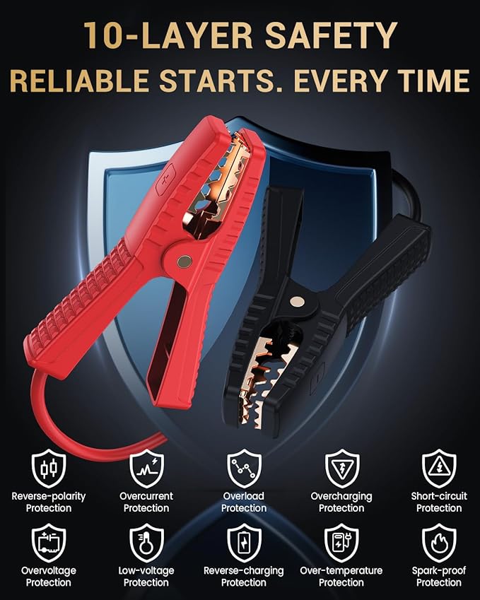 MOSTOOL M8 6000A Car Battery Jump Starter with Smart HD Display PD 60W Fast Charging, 12V Battery