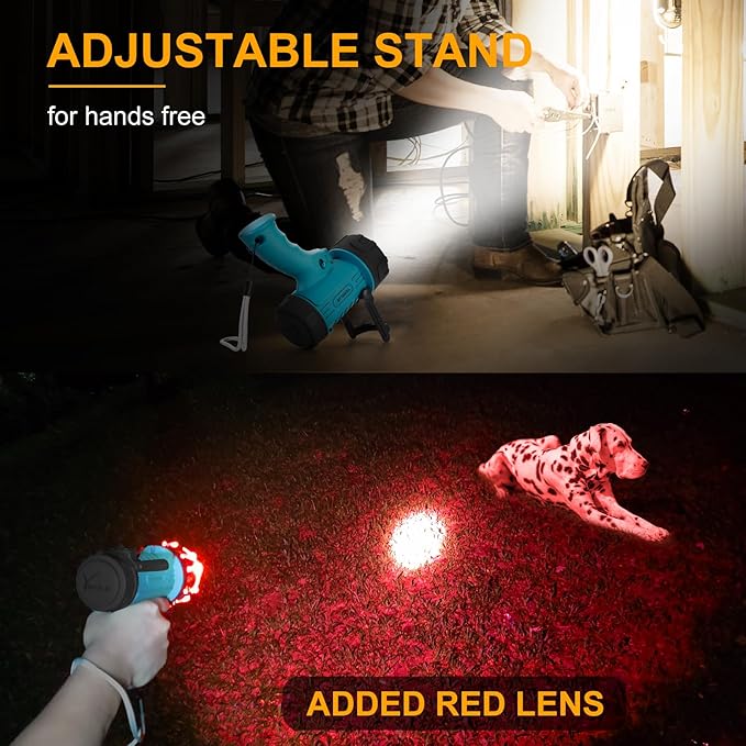 YIERBLUE Rechargeable Spotlight Flashlight IP67 Waterproof with 90,000 Lumen LED, 12 Hours Long