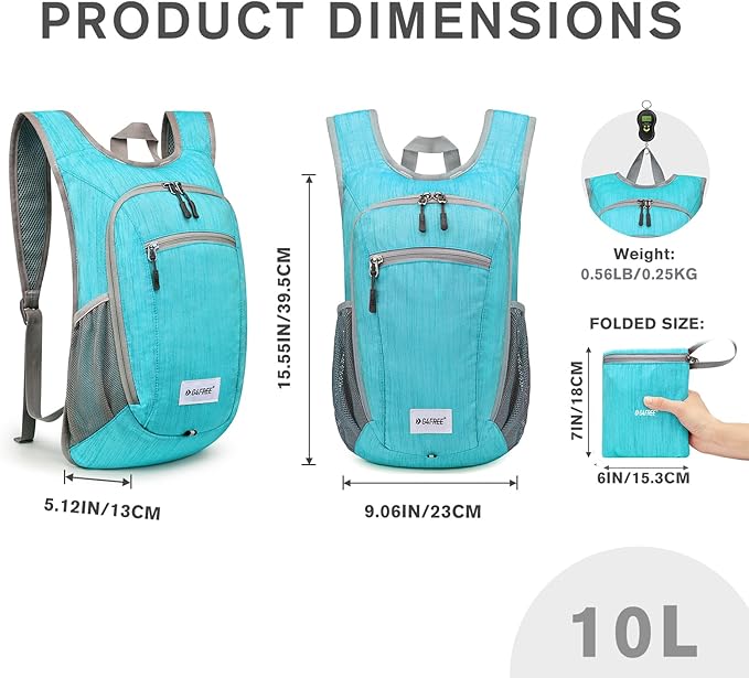 G4Free 10L/15L Hiking Backpack Lightweight Packable Hiking Daypack Small Travel Outdoor Foldable