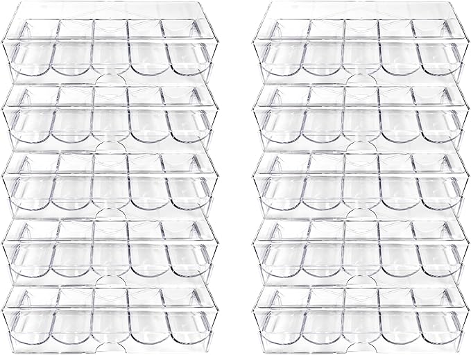 Poker Chip Holder Tray Racks- 10Pack Clear Acrylic Chips Rack Case With Cover Poker Table