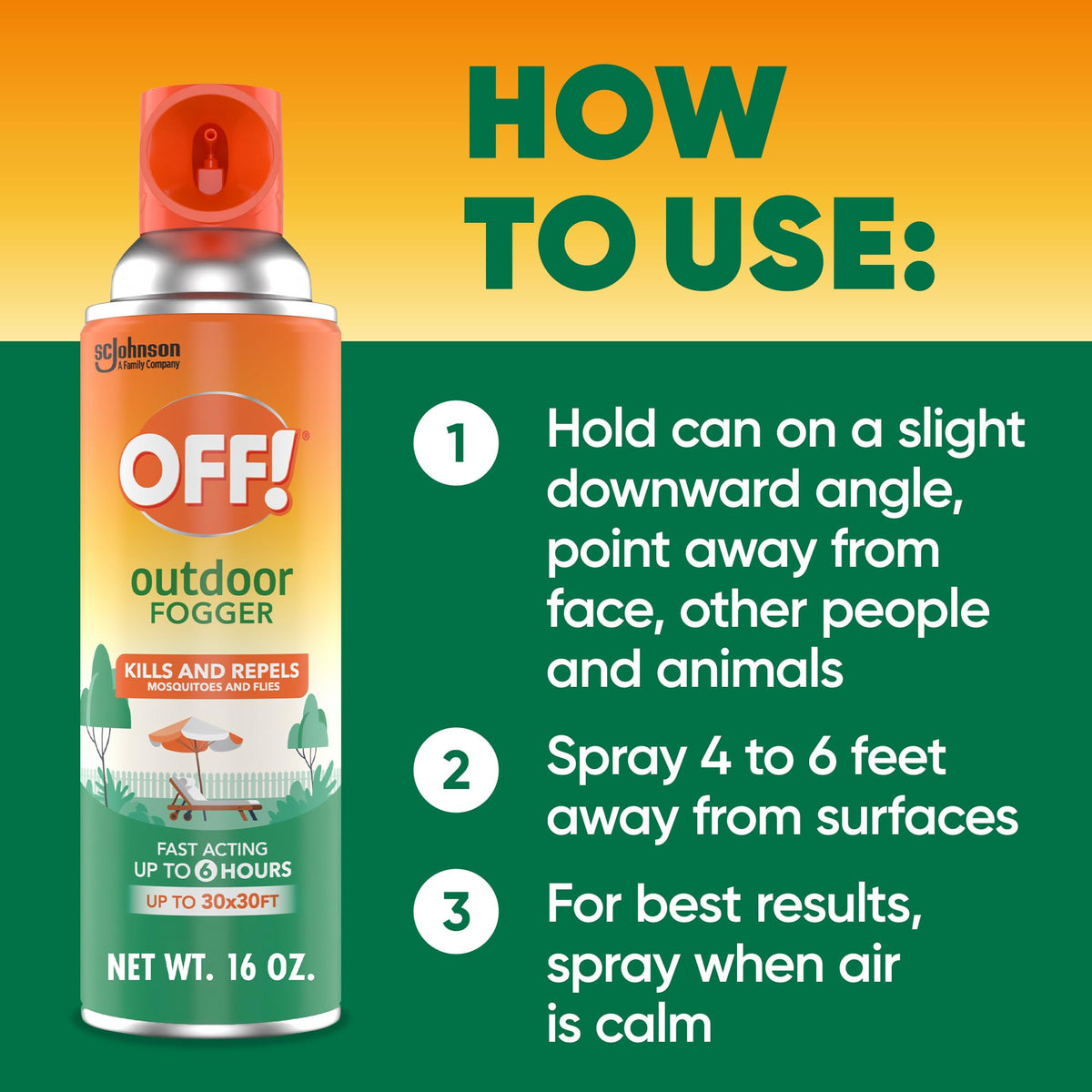 OFF! Outdoor Insect and Mosquito Repellent Fogger Backyard Pretreat Kills and Repels Insects up to