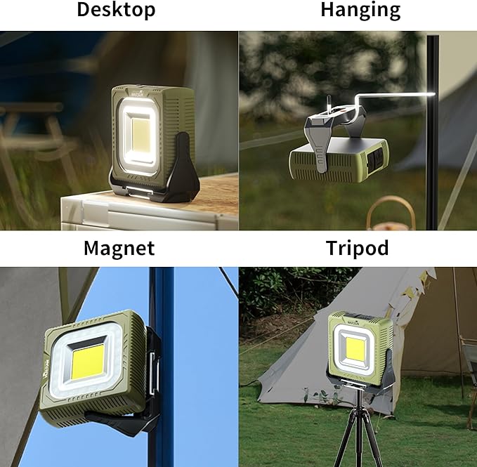 WARSUN 1000 Lumens Rechargeable Work Light ??Portable LED Camping Lantern with Tripod Mount, Type-C