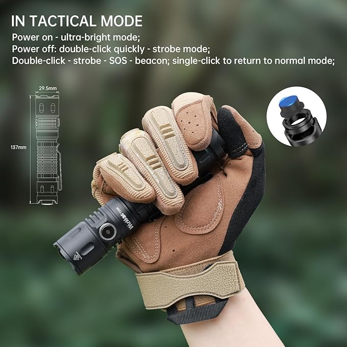 Wurkkos TD04 Tactical Flashlight, Handheld Flashlights Rechargeable, 3000 Lumens Super Bright LED