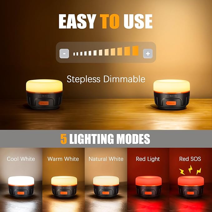 Rechargeable LED Camping Lantern 1000LM, 300H Runtime, 6400mAh, IPX5 Waterproof Tent Light for