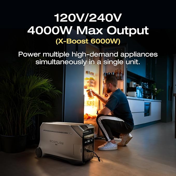 EF ECOFLOW DELTA Pro 3 Portable Power Station, 4096Wh LFP Battery, Expandable to 48kWh, 120/240V