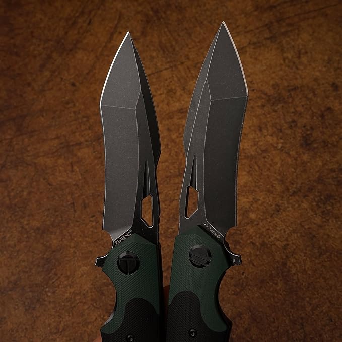 D2 Steel Folding Knife - 9CM Black Tactical Blade, G10 Handle, Pocket Clip - EDC Camping, Survival