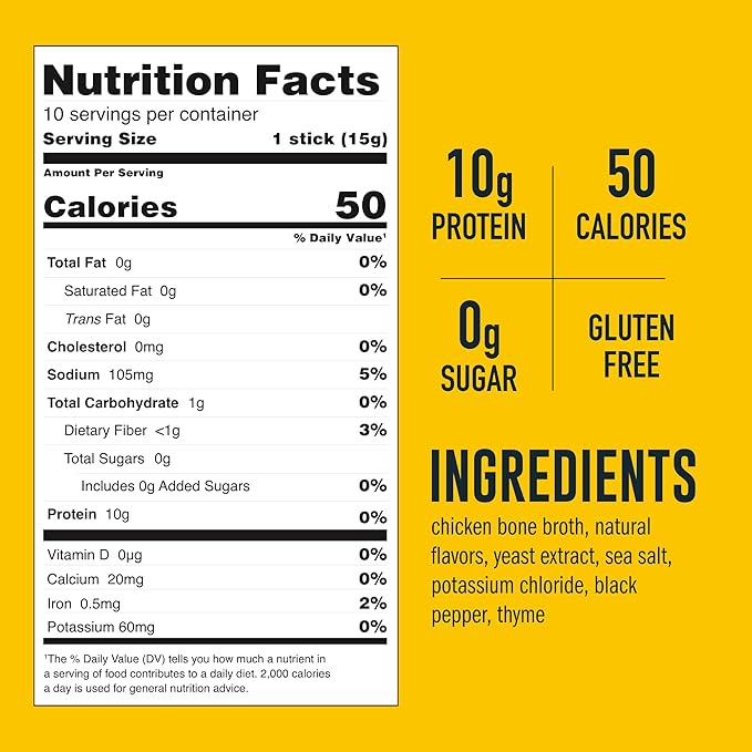 LonoLife Reduced Sodium Chicken Bone Broth Powder Mix | 10g Protein | Collagen-Rich, Keto & Paleo