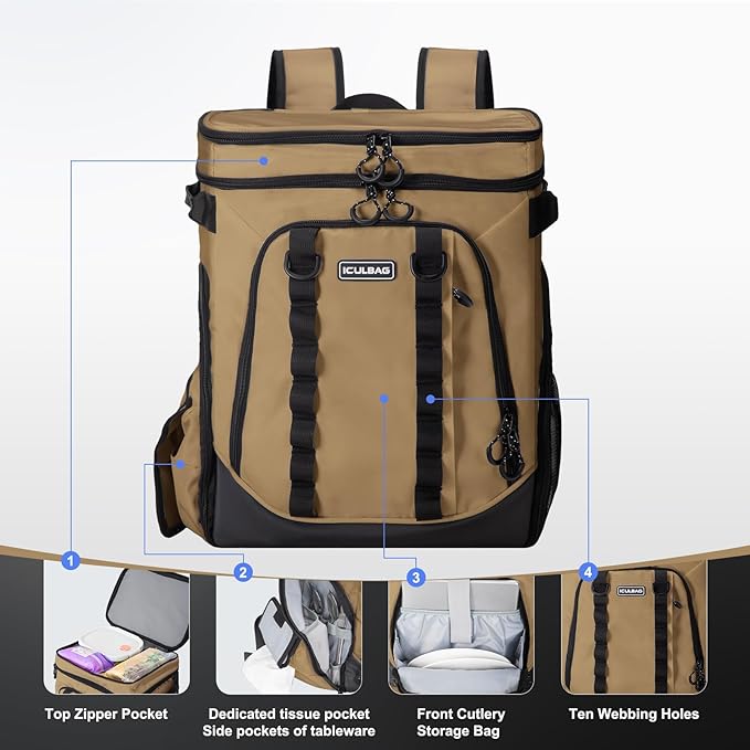 Beach Cooler Backpack for Men 36cans Insulated Backpack Cooler Lunch Bag for Women Camping Hiking