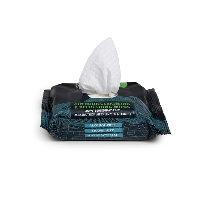 Combat Wipes ACTIVE Outdoor Wet Wipes - Extra Thick Camping Gear, Biodegradable, Body & Hand