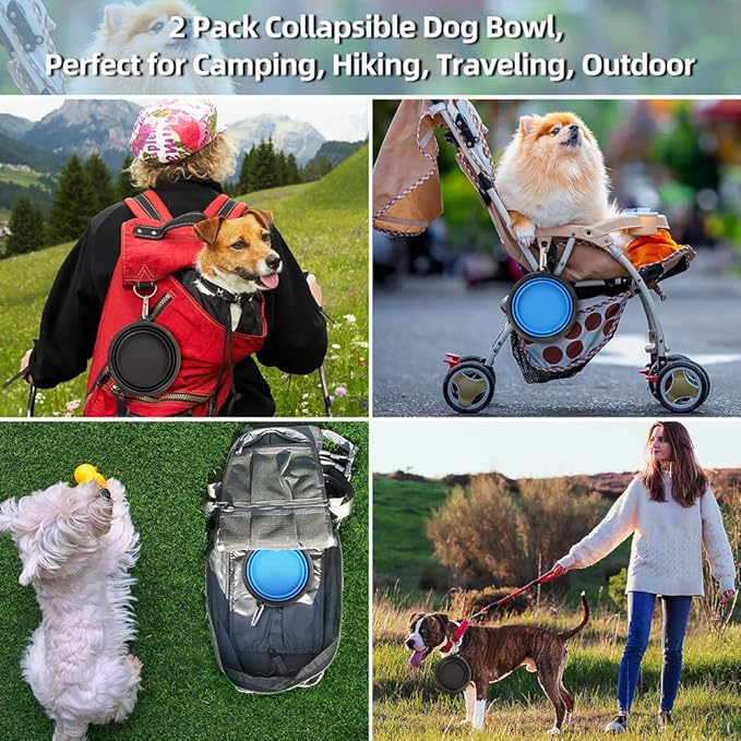 Kytely Large Collapsible Dog Bowls 2 Pack, 34oz Foldable Dog Travel Bowl, Portable Pet Water Food