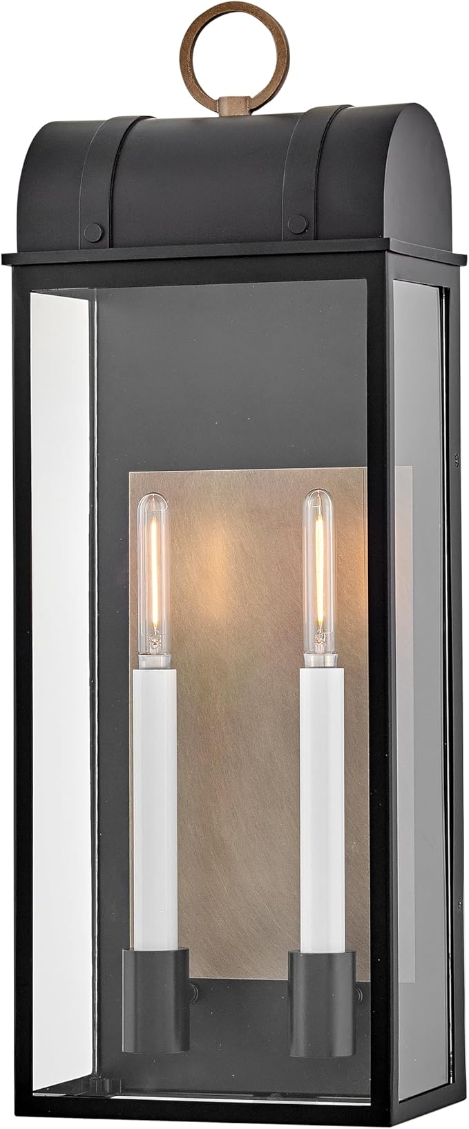 Hinkley Campbell Large Wall Mount Outdoor Lantern - Clear Glass, Aluminum - Black Finish and