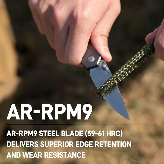 CJRB Kain Pocket Knife, 2.95'' AR-RPM9 Steel Blade Aluminum Handle Small EDC Knife with Pocket Clip
