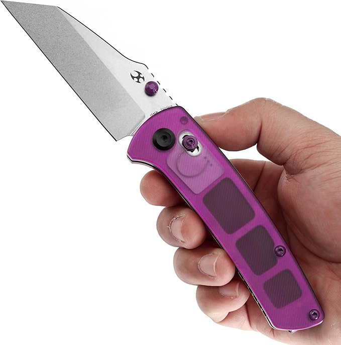 KANSEPT Main Street Pocket Folding Knife, 3.36''Stonewashed 154CM Sharp Blade, Purple Acrylic