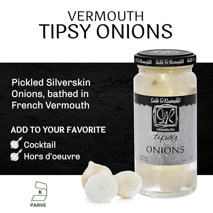 Sable & Rosenfeld Vermouth Tipsy Onions, 5-Ounce Glass Jars (Pack of 6)