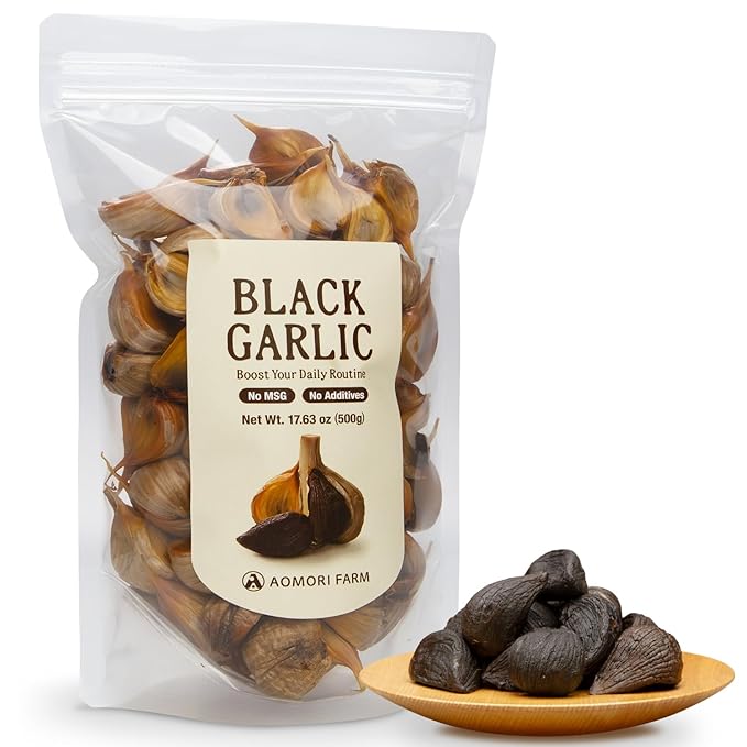 Aomori Farm Black Garlic 17.63oz (500g) Japanese Fermented Superfood, Whole Bulbs