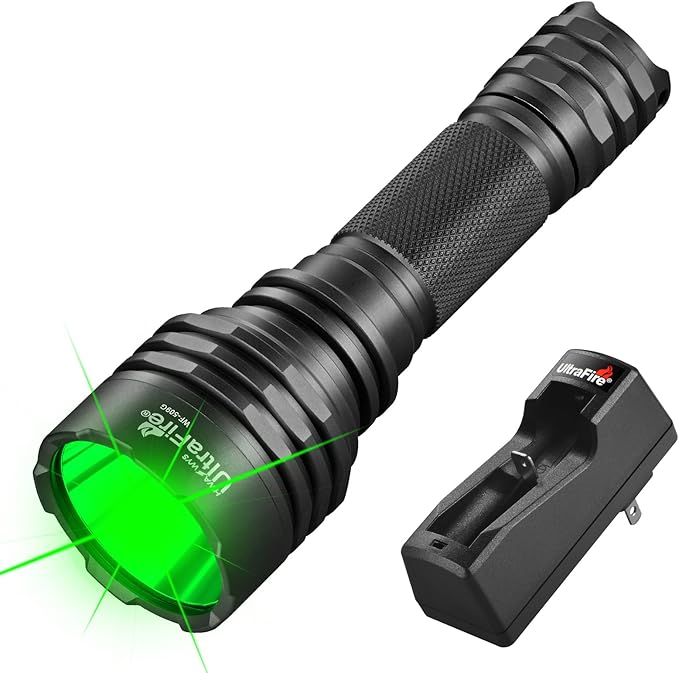 ULTRAFIRE 10W Green Hunting Flashlight 273 Yards Super Bright LED Green Flashlight for Night