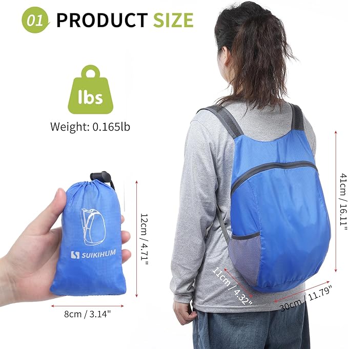 20L Ultra Hiking-Daypack Lightweight Foldable Travel Packable Backpack for Camping Cycling