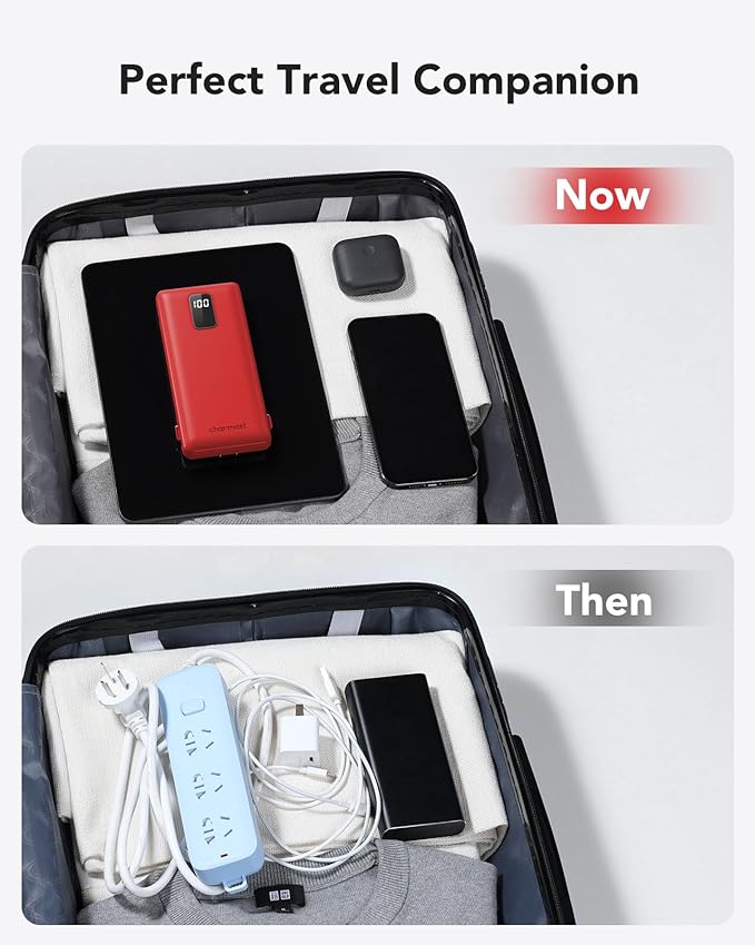 charmast Portable Charger with Built-in Cables and Plug, 10000mAh USB C Power Bank Fast Charging