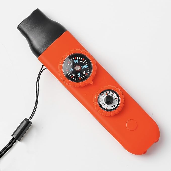 Emergency Survival Safety Whistle，Whistle for Kids with Lanyard,Compass,Thermometer,Ideal for