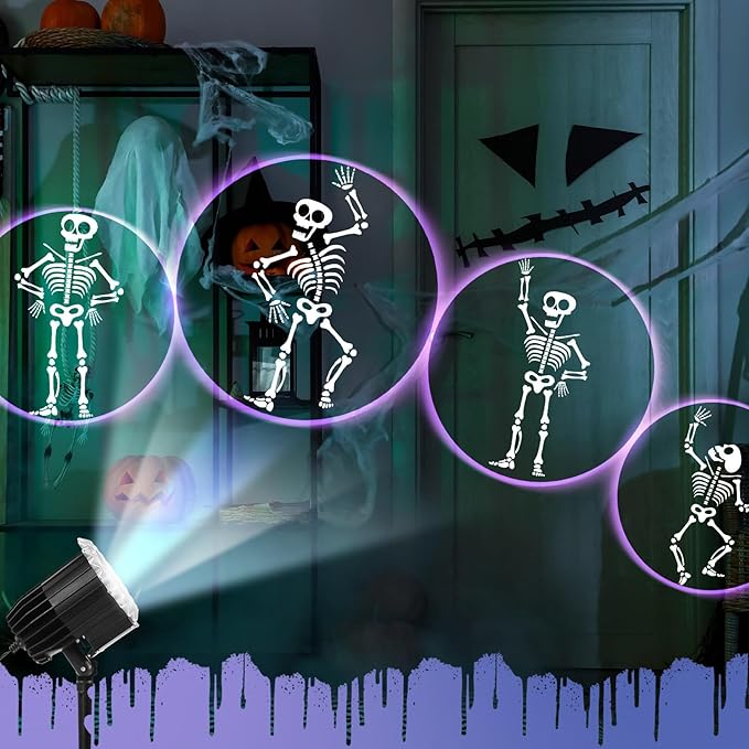 Halloween Projector Light with 1 Film Slides Holiday LED Projector Lights Outdoor Reflectors