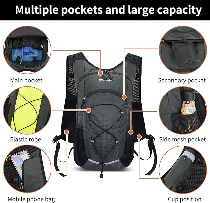 15L Small Hiking Backpack Lightweight Hydration Backpack for Men Women, Warterproof Hiking Daypack