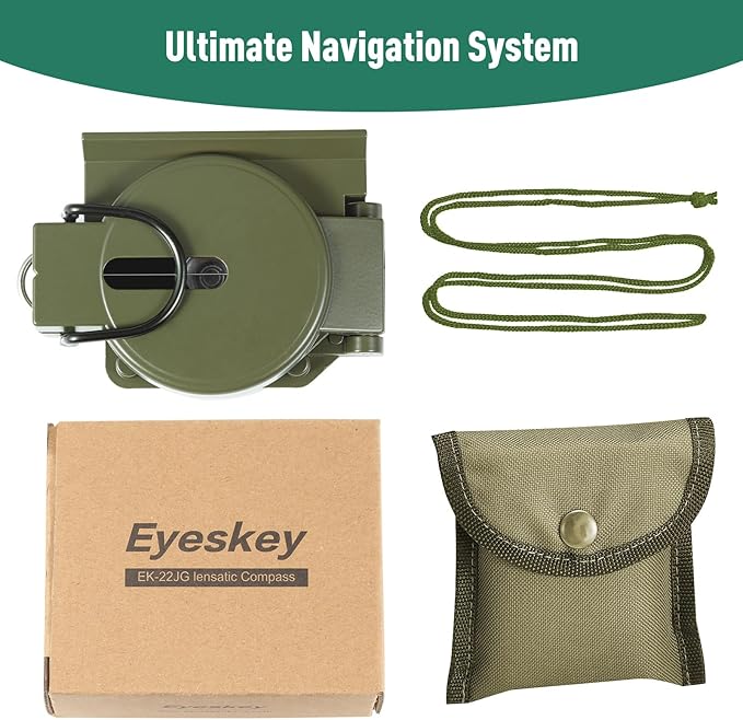 Eyeskey Multifunctional Military Sighting Navigation Compass Impact Resistant & Waterproof Compass